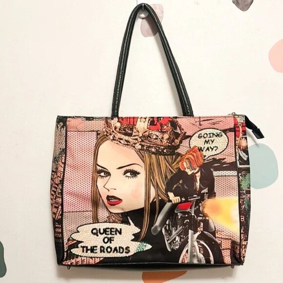 Queen of the Roads Sequin Tote Bag - Picture 1 of 4